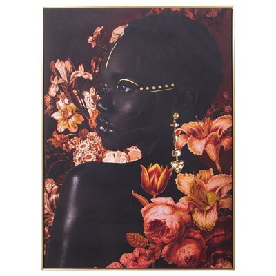 BEDRUCKTES LEINWANDBILD FRAU C.BLUMEN / GOLDRAHMEN 100X4X140CM LL36192