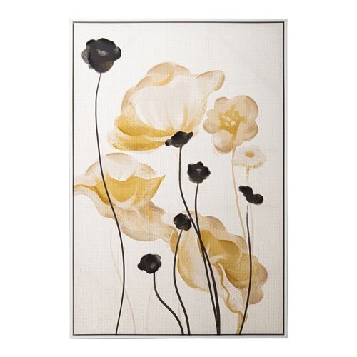 CUADRO LIENZO IMPRESO FLOR C/MARCO MADERA BLANCO 80X4X120CM LL36242