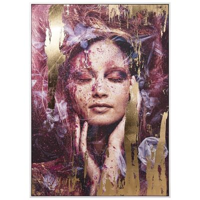 WOMAN PRINTED CANVAS PICTURE WITH WHITE WOODEN FRAME 100X4X140CM LL36260