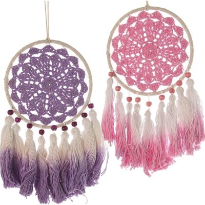 FUCHSIA/VIOLET CROCHET DREAM CATCHER °12X23CM LL36266