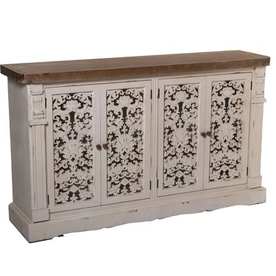 WOODEN SIDEBOARD WITH 4 CARVED DOORS 152X39X90CM, FIR+DM LL36402
