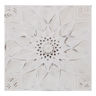 WHITE CARVED WOOD ALTARPIECE 60X3X60CM, DM WOOD LL36416