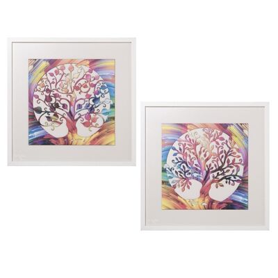 WOODEN PICTURE WITH WHITE MOLDING LIFE TREE ASSORTMENT _60X2X60CM LL36519