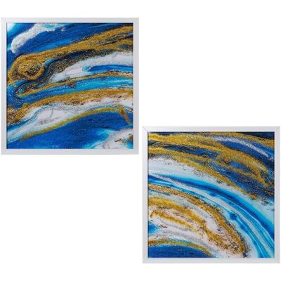 QUADRO IN LEGNO 80X80CM ASTRATTO BLU/ORO ASSORTITI _80X3X80CM LL36525