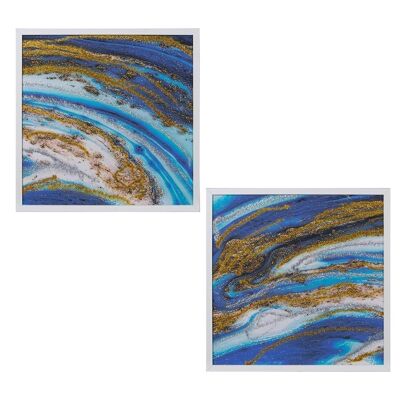 WOODEN PICTURE 60X60CM ABSTRACT BLUE/GOLD ASSORTED _60X3X60CM LL36526