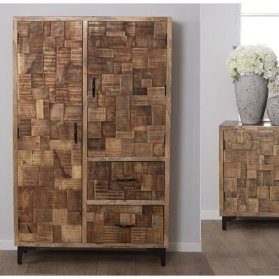 WOODEN CABINET 2 DOORS+2 DRAWERS NATURAL HANDLE 100X40X160CM LL37099