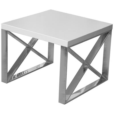 MATTE WHITE WOODEN AUXILIARY TABLE+48481 50X50X43CM, DM+STEEL LL37117