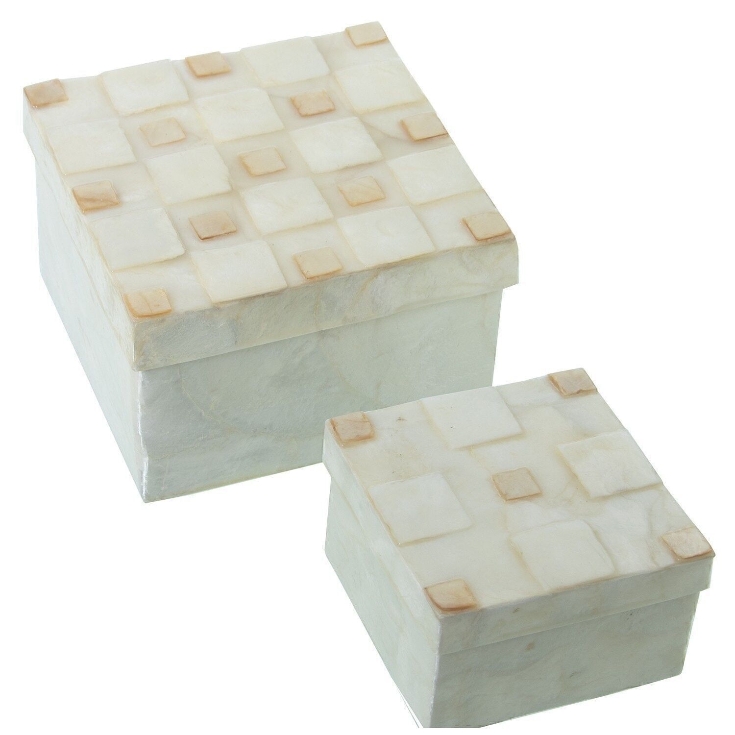 SET 2 NACRE-BOXEN _13X13X8+9X9X6CM LL37415