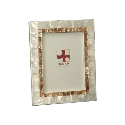 PORTA FOTO MADREPERLA 10X15CM CORNICE NATURALE TOAST _EXT:17X22X1CM LL37420