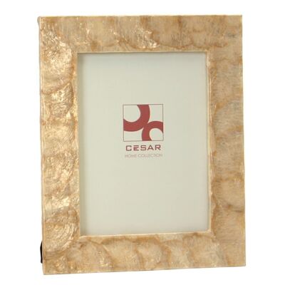 MOTHER OF PEARL PHOTO HOLDER 15X20CM TOAST _EXT:22X27.5X1CM LL37437