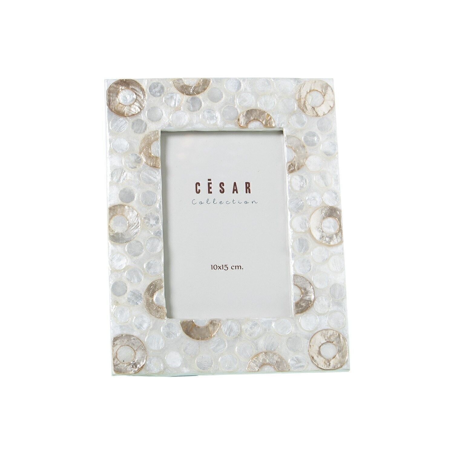 PORTA FOTO MADREPERLA 10X15CM CERCHI TOAST NATURALE _EXT:17X22X1CM LL37578