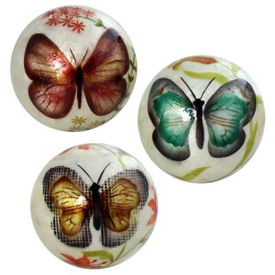 ASSORTED BUTTERFLY NACAR BALL, NATURAL BACKGROUND _°10CM LL37930