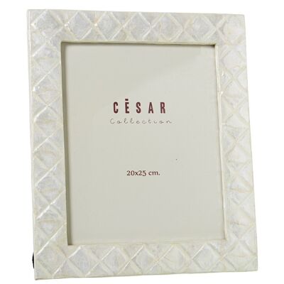 PHOTO FRAME NACRE 20X25CM NATURAL RHOMBOS RELIEF LL38993