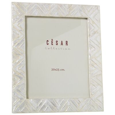 PHOTO FRAME NACRE 20X25CM NATURAL ZIGZAG RELIEF LL38999