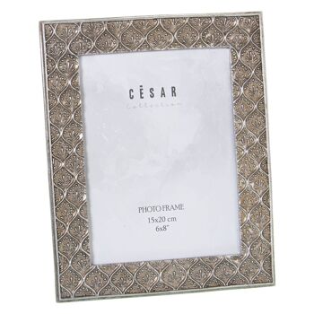 PORTE PHOTO RÉSINE 15X20CM ARGENT EXT:21X1.5X25.5CM LL39134