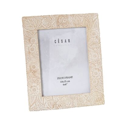 PORTA FOTO IN RESINA 10X15CM BIANCO INVECCHIATO EXT:17.5X2X22CM LL39139