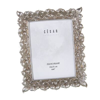 PORTA FOTO IN RESINA 10X15CM ARGENTO EST:17.8X2.3X21.8CM LL39149