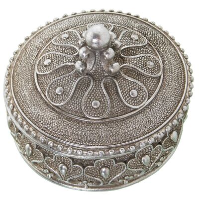 BOITE A BIJOUX EN RESINE ARGENT °14X10CM LL39160