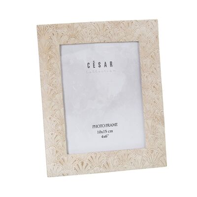 PORTA FOTO IN RESINA 10X15CM BIANCO INVECCHIATO EXT:17X1.5X22CM LL39167