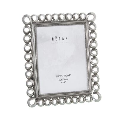 PORTA FOTO IN RESINA 10X15CM ARGENTO EST:17.2X1.6X22CM LL39197