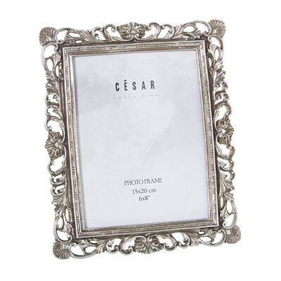 PORTE PHOTO RÉSINE 15X20CM ARGENT EXT:21.5X1.5X26CM LL39204