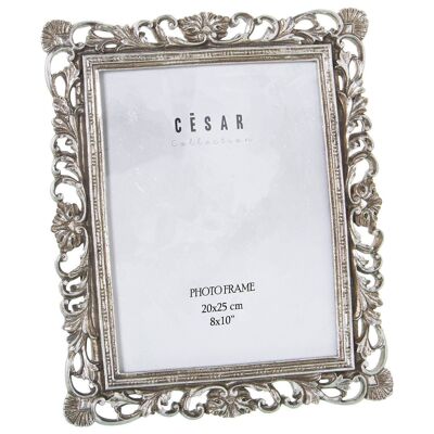 PORTA FOTO IN RESINA 20X25CM ARGENTO EST:26.8X1.5X31CM LL39205