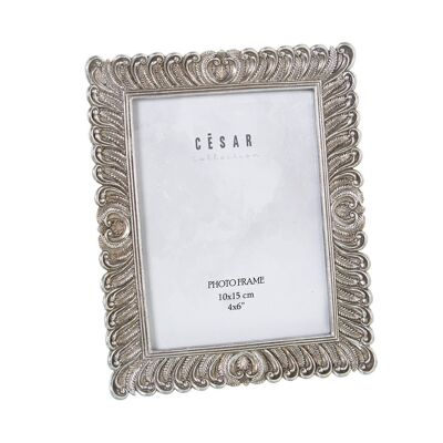 PORTA FOTO IN RESINA 10X15CM ARGENTO EST:16X1.8X21CM LL39209