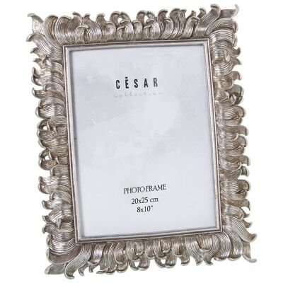 PORTE PHOTO RÉSINE 20X25CM ARGENT EXT:28X2X32.5CM LL39217