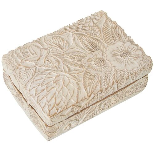 JOYERO RESINA RECTANGULAR BLANCO ENVEJECIDO 12X8X4CM LL39227