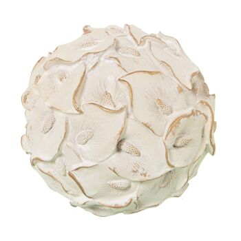 BOULE RÉSINE BLANCHE ANTIQUE °10CM LL39234