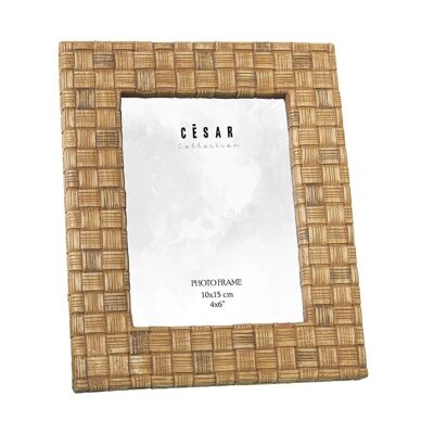 PORTA FOTO IN RESINA 10X15CM MARRONE EXT:18.5X2.5X23.5CM LL39249