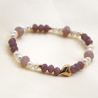 Bracelet Bente perle mauve brillante