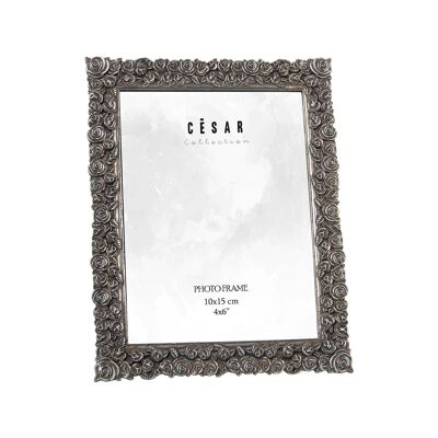 PORTA FOTO IN RESINA 10X15CM ARGENTO EST:14.5X1.5X19.5CM LL39269