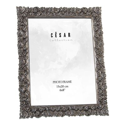 RESIN PHOTO HOLDER 15X20CM SILVER EXT:19.5X1.5X24.5CM LL39270