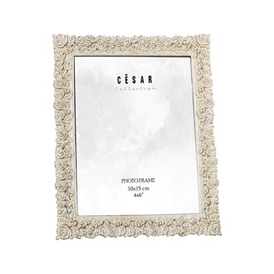 PORTE PHOTO RÉSINE 10X15CM BLANC VIEILLI EXT:14.5X1.5X19.5CM LL39272