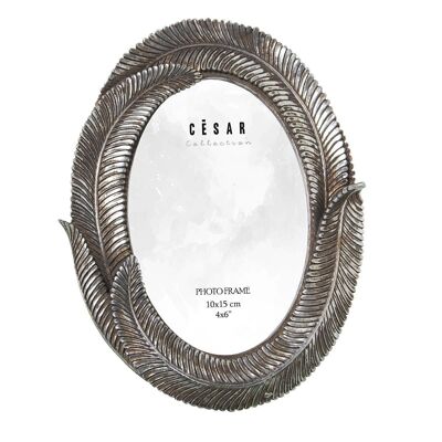 OVAL RESIN PHOTO HOLDER 10X15CM SILVER EXT:15X1.7X20CM LL39291