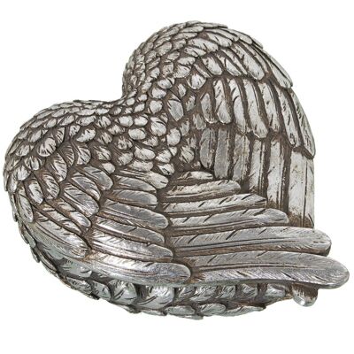 CAJA JOYERO RESINA PLATEADA ALAS 14X13X6,5CM LL39302