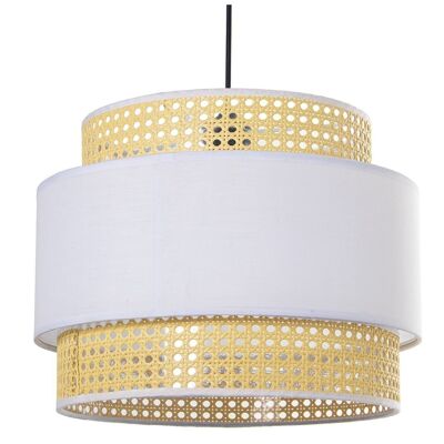 CEILING LAMP 3 RINGS WICKER/WHITE COTTON,1XE27,MAX.40W °40X30CM, BLACK CABLE:44CM LL39922