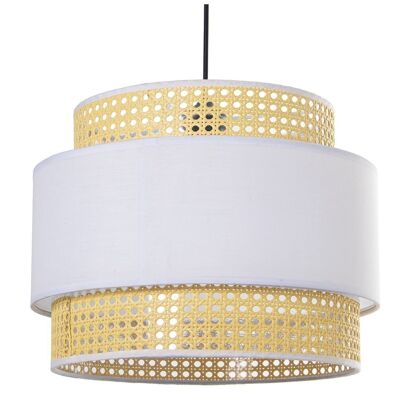 LAMPADA DA SOFFITTO 3 ANELLI VIMINI/COTONE BIANCO,1XE27,MAX.40W °40X30CM, CAVO NERO:44CM LL39922