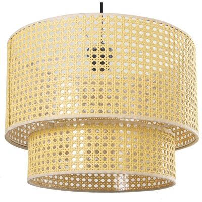 CEILING LAMP WITH 2 WICKER RINGS, 1XE27, MAX.40W NOT INCLUDED °40X30CM, BLACK CABLE 44CM LL39924
