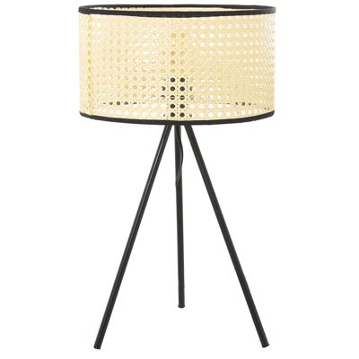METAL TABLE LAMP WITH WICKER SHADE, 1XE27, MAX.40W °30X51CM, BASE:19X19X37CM LL39934