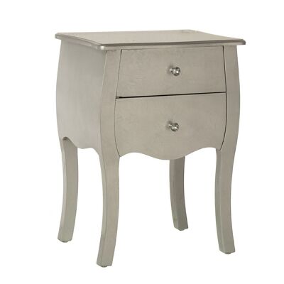 NIGHT TABLE WITH 2 SILVER WOOD DRAWERS _45X36X62CM, WOOD: FIR+DM LL40224