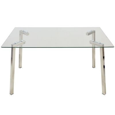 METAL/GLASS DINING TABLE+90977, LEGS: STAINLESS STEEL. _140X80X75CM-GLASS TEMP:8MM LL40357