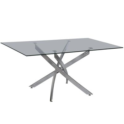 METAL/GLASS DINING TABLE+40386, TRANSPARENT GLASS _160X90X73CM-GLASS:10MM LL40380