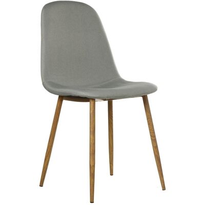 SEDIA IN TESSUTO GRIGIO IMITAZIONE LEGNO GAMBE IN METALLO _44X52X87CM, ALTA.SEDE:49CM LL40408