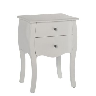 NIGHT TABLE WITH 2 DRAWERS WHITE WOOD _45X36X62CM, WOOD: FIR+DM LL40867
