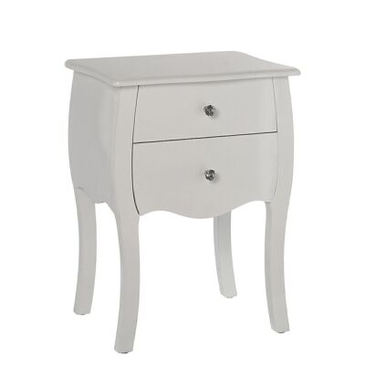 COMODINO CON 2 CASSETTI LEGNO BIANCO _45X36X62CM, LEGNO: ABETE+DM LL40867