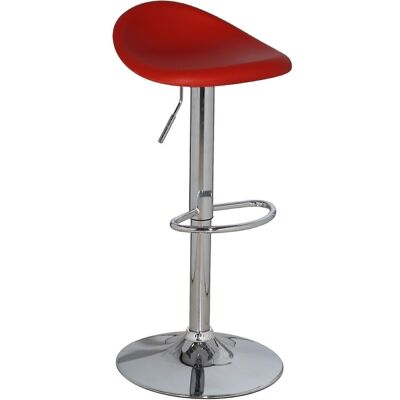 TABOURET EN ACIER CHROMÉ.AVEC SIÈGE PP ROUGE, HAUTEUR RÉGLABLE _42X40X68/83CM LL44122