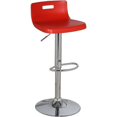 CHROME STEEL STOOL.WITH RED PP SEAT, ADJUSTABLE HEIGHT 39X32X75/88CM, BASE:°43CM LL44130