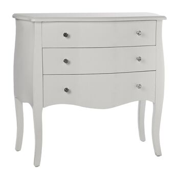 COMMODE EN BOIS 3 TIROIRS BLANC 85X40X80CM, SAPIN+DM LL45273